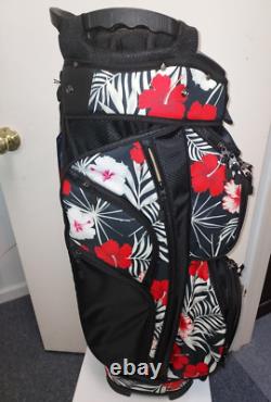 Naples Bay Womens Golf Cart Bag 15 Way Dividers Lightweight Black Red Floral
