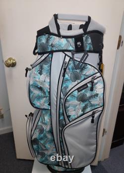 Naples Bay Womens Golf Cart Bag 15 Way Dividers Lightweight Teal Silver Leaves