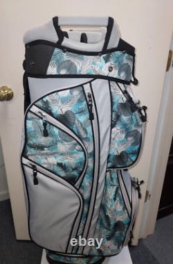 Naples Bay Womens Golf Cart Bag 15 Way Dividers Lightweight Teal Silver Leaves