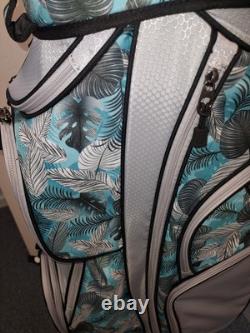 Naples Bay Womens Golf Cart Bag 15 Way Dividers Lightweight Teal Silver Leaves