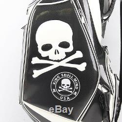 New Guiote Black Skull Golf staff bag caddie cart bag comes with Rainhood