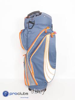 New! PUMA Form Stripe Cresting 14-Way Cart Golf Bag wRainhood Navy/Orange 331592