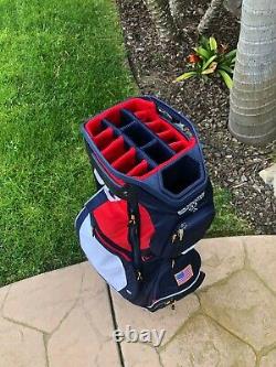 New Sun Mountain Sync 14 Way Top Cart Bag USA NAVY-WHITE-RED