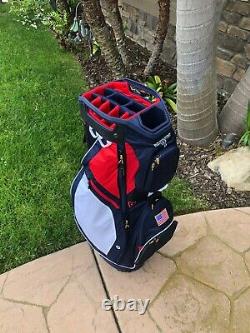 New Sun Mountain Sync 14 Way Top Cart Bag USA NAVY-WHITE-RED