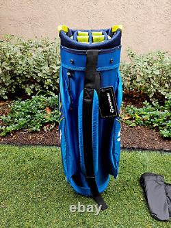 New Taylormade Select ST Cart Bag Blue/Navy/Lime, 14-Way plus rain Cover
