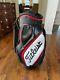 New Titleist Black/red/white Cart Bag With Rain Cover & 6 Club Compartments (lqqk)