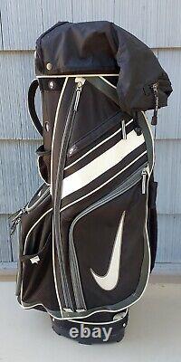 Nike 14-Way Cart Golf Bag Black/White w 8 Pockets/Cooler/Strap/Maxfli Cover VG+