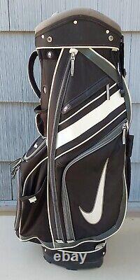 Nike 14-Way Cart Golf Bag Black/White w 8 Pockets/Cooler/Strap/Maxfli Cover VG+