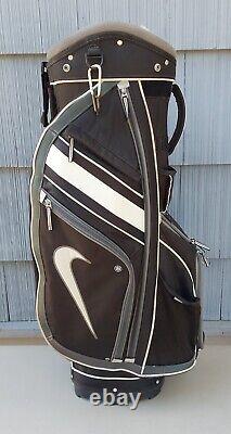 Nike 14-Way Cart Golf Bag Black/White w 8 Pockets/Cooler/Strap/Maxfli Cover VG+