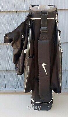 Nike 14-Way Cart Golf Bag Black/White w 8 Pockets/Cooler/Strap/Maxfli Cover VG+