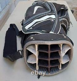 Nike 14-Way Cart Golf Bag Black/White w 8 Pockets/Cooler/Strap/Maxfli Cover VG+