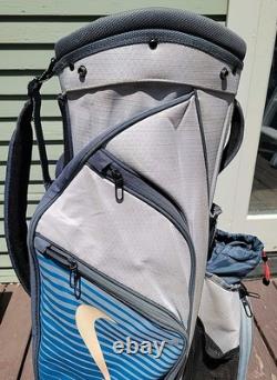 Nike 14 Way Divider Black Golf Cart Bag Blue And Gray Lots of Pockets