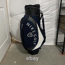 Nike Golf Bag 7 Way Divide Blue Black White Stand Cart Carrier Strap Pockets