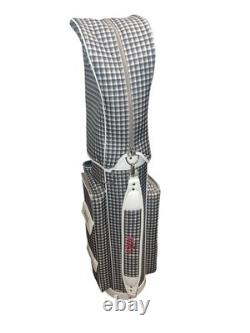 Nike Golf Cart Bag Plaid Gray Pink White Faux Patent Leather Trim 10 Way Divider