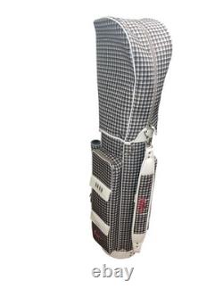 Nike Golf Cart Bag Plaid Gray Pink White Faux Patent Leather Trim 10 Way Divider