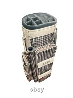 Nike Golf Cart Bag Plaid Gray Pink White Faux Patent Leather Trim 10 Way Divider
