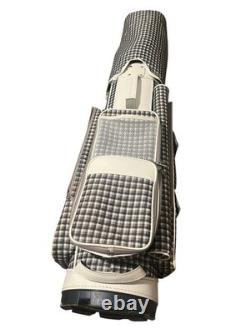 Nike Golf Cart Bag Plaid Gray Pink White Faux Patent Leather Trim 10 Way Divider