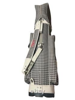 Nike Golf Cart Bag Plaid Gray Pink White Faux Patent Leather Trim 10 Way Divider