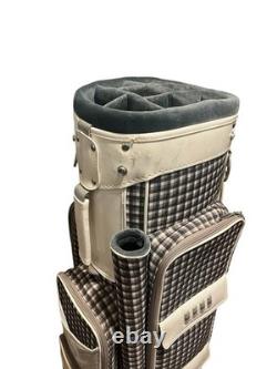Nike Golf Cart Bag Plaid Gray Pink White Faux Patent Leather Trim 10 Way Divider