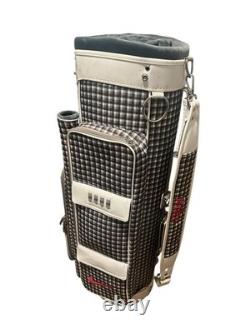 Nike Golf Cart Bag Plaid Gray Pink White Faux Patent Leather Trim 10 Way Divider
