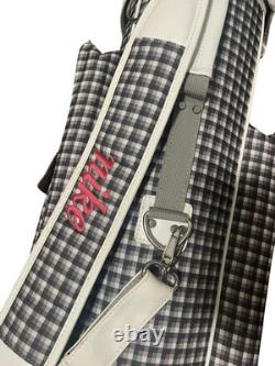 Nike Golf Cart Bag Plaid Gray Pink White Faux Patent Leather Trim 10 Way Divider