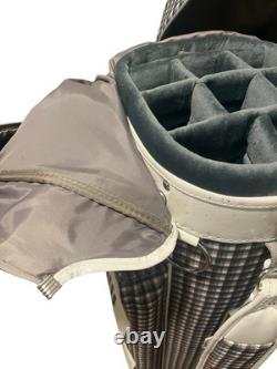 Nike Golf Cart Bag Plaid Gray Pink White Faux Patent Leather Trim 10 Way Divider
