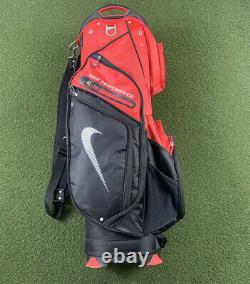Nike Performance Golf Cart Bag 14-Way Divide Top Red Black 9 Zippers