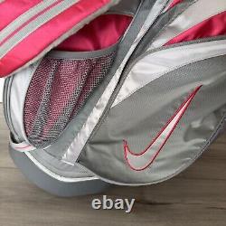 Nike Pink Silver Gray Golf Cart Stand Carry Bag 6 Way Dividers With Raincover