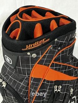 OGIO Shredder Cart Golf Bag 15-Way Divider Black/Orange with Rain Cover