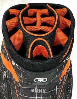OGIO Shredder Cart Golf Bag 15-Way Divider Black/Orange with Rain Cover