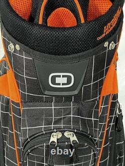 OGIO Shredder Cart Golf Bag 15-Way Divider Black/Orange with Rain Cover