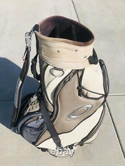 Oakley 6 Way Divider Golf Cart Bag With Shoulder Strap Tan / Brown 8 Pockets