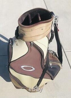 Oakley 6 Way Divider Golf Cart Bag With Shoulder Strap Tan / Brown 8 Pockets