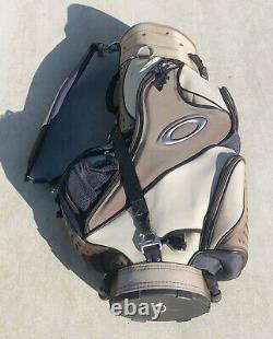 Oakley 6 Way Divider Golf Cart Bag With Shoulder Strap Tan / Brown 8 Pockets