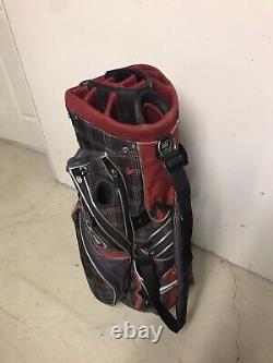 Ogio Uniter Golf Cart Bag 15 Way Dividers 9 Pockets Rain Cover & Strap RedBlack