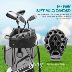 PGM Premium Grey 14 Way Golf Cart Bag Rainproof Club Bag with Protective Frame