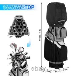 PGM Premium Grey 14 Way Golf Cart Bag Rainproof Club Bag with Protective Frame