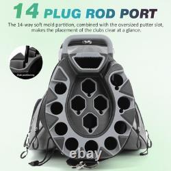 PGM Premium Grey 14 Way Golf Cart Bag Rainproof Club Bag with Protective Frame