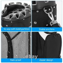 PGM Premium Grey 14 Way Golf Cart Bag Rainproof Club Bag with Protective Frame