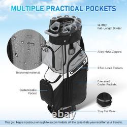 PGM Premium Grey 14 Way Golf Cart Bag Rainproof Club Bag with Protective Frame