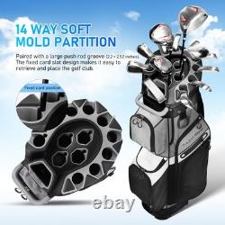 PGM Premium Grey 14 Way Golf Cart Bag Rainproof Club Bag with Protective Frame