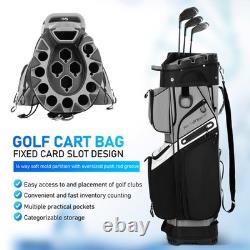 PGM Premium Grey 14 Way Golf Cart Bag Rainproof Club Bag with Protective Frame
