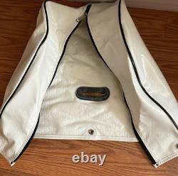 PING 4 Way Divider Golf Cart Bag Vinyl White/Black Leather Shoulder Strap &Cover