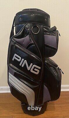 PING Cart Golf Bag Leather 14 Way Divider Black/Silver 9 Pockets UNIQUE