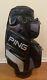 Ping Cart Golf Bag Leather 14 Way Divider Black/silver 9 Pockets Unique