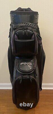 PING Cart Golf Bag Leather 14 Way Divider Black/Silver 9 Pockets UNIQUE