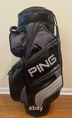 PING Cart Golf Bag Leather 14 Way Divider Black/Silver 9 Pockets UNIQUE