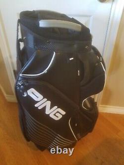 PING Golf DLX Cart Bag 15 way Top Black with White Trim Used GUC