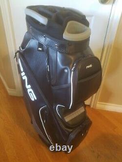 PING Golf DLX Cart Bag 15 way Top Black with White Trim Used GUC