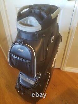 PING Golf DLX Cart Bag 15 way Top Black with White Trim Used GUC